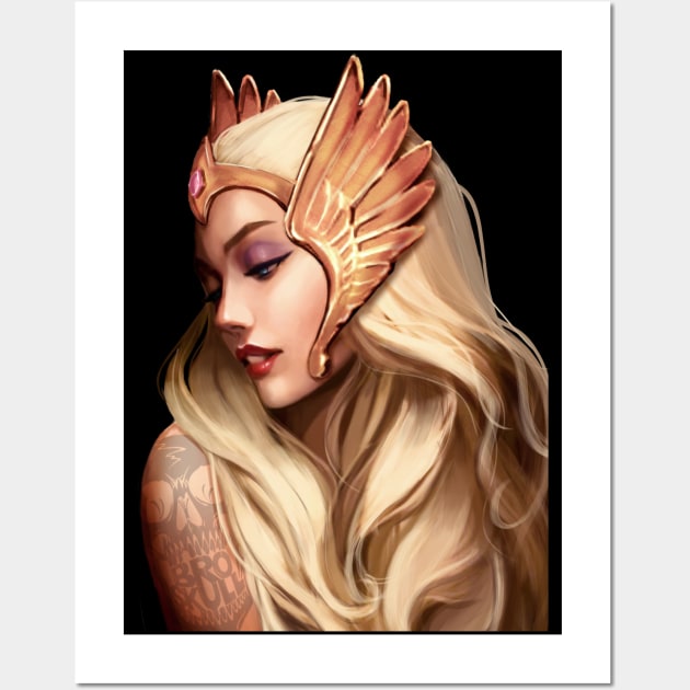 She-Ra with Broskull Tattoo Character Art V.1 Smaller Design Wall Art by CastleBroskull